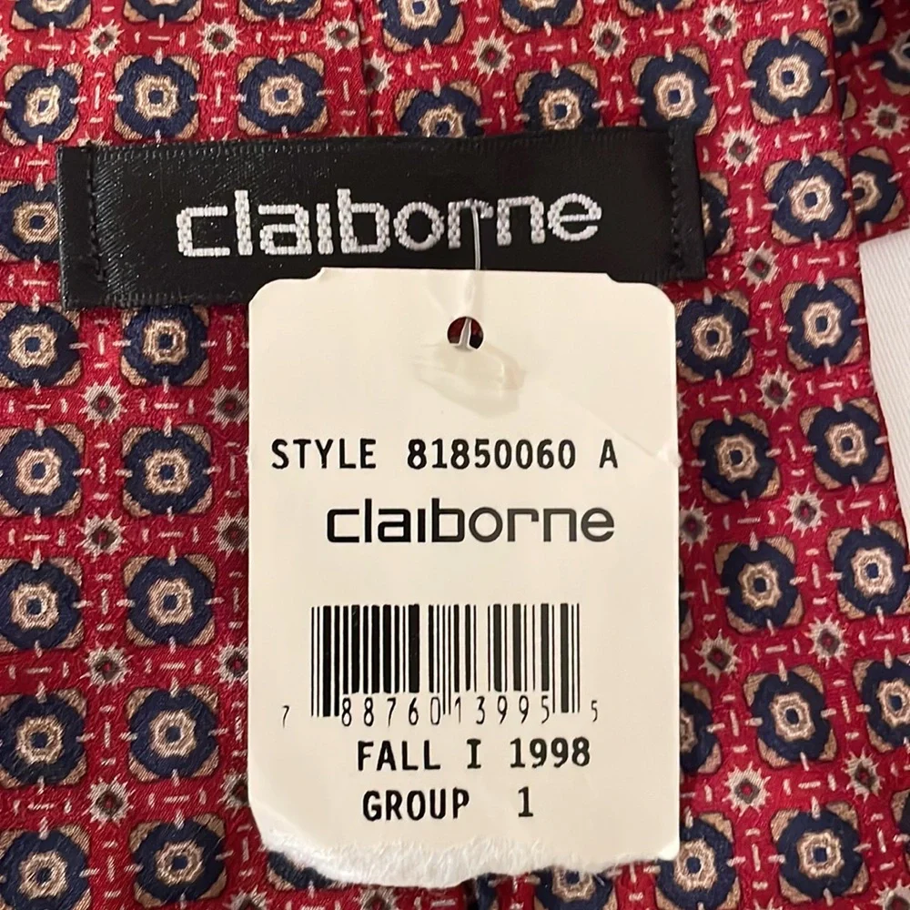 Claiborne Tie men’s tie NWT burgundy and blue‎ floral New